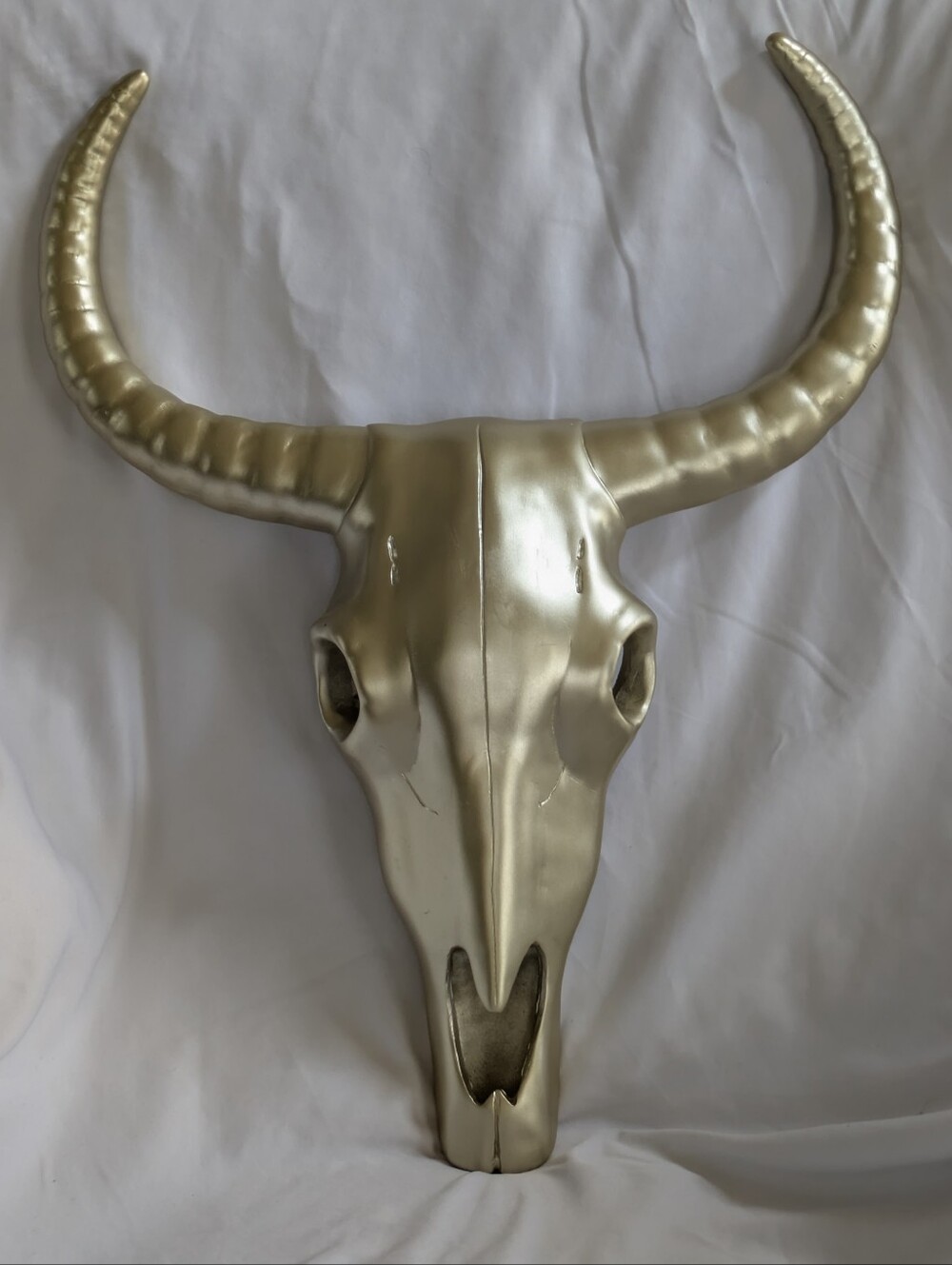 Gold Metallic Faux Longhorn Bull Steer Ram Skull Wall Hanging Western Decor